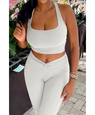 Womens Solid Square Neck Sleevless Crop Tops Summer Casual Basic Racerback Tank Tops White $9.17 Tanks