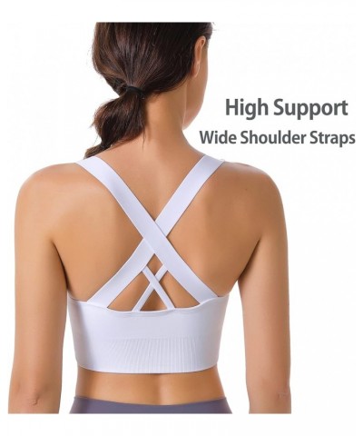 Sports Bras for Women High Impact Cross Back Strappy Bras Cropped Padded Seamless Workout Yoga Bras Set Blue White Purple Gre...