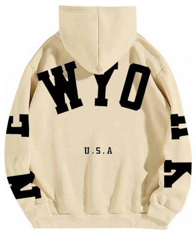 Women's New York Printed Fashion Hoodie Long Sleeved Pullover Hooded Sweatshirt Fall Winter Casual Lightweight Top 3-beige $9...