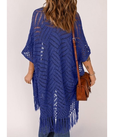 Women's Open Front Knit Sheer Cardigans Summer Boho Lightweight Kimono Cover Ups Blue $17.15 Sweaters