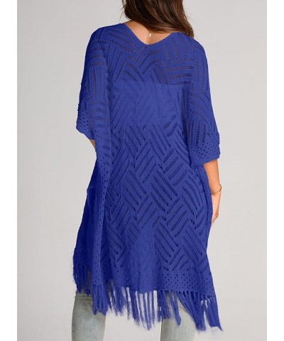 Women's Open Front Knit Sheer Cardigans Summer Boho Lightweight Kimono Cover Ups Blue $17.15 Sweaters