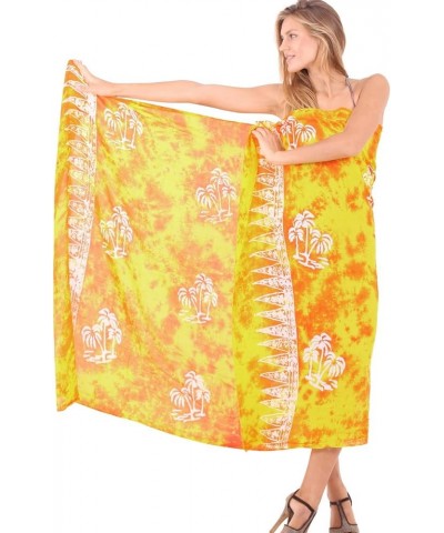 Women's Skirt Dashiki Beach Summer Batik Pareos Bikini Sarong Wraps Beachwear for Women Yellow, Palm Tree $12.59 Swimsuits