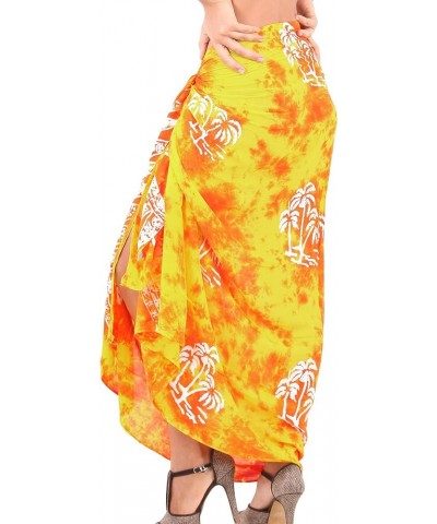 Women's Skirt Dashiki Beach Summer Batik Pareos Bikini Sarong Wraps Beachwear for Women Yellow, Palm Tree $12.59 Swimsuits