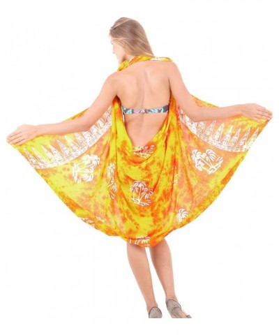 Women's Skirt Dashiki Beach Summer Batik Pareos Bikini Sarong Wraps Beachwear for Women Yellow, Palm Tree $12.59 Swimsuits