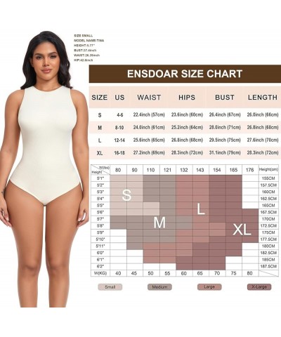 Women Bodysuits 3 Piece Tank Tops Ribbed Sleeveless Sexy One Piece Halter Neck Shapewear Bodysuit Black Coffee Beige $11.59 L...