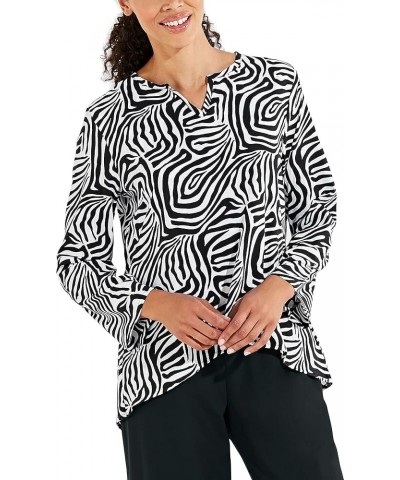 UPF 50+ Womens Santa Barbara Tunic Top - Sun Protective (Large- Bay Aqua) X-Small Black/White Mara Abstract Print $27.95 Tops