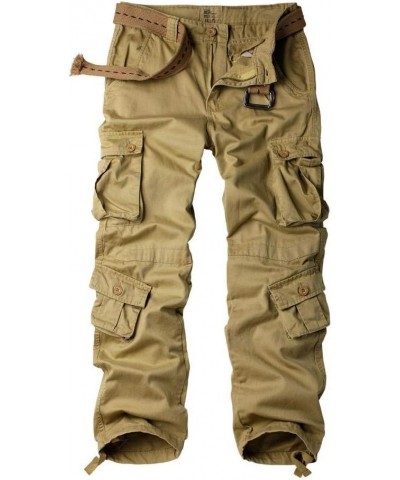 Women's Casual Combat Cargo Pants, Cotton Outdoor Camouflage Military Multi Pockets Work Pants 03 Khaki $27.35 Pants