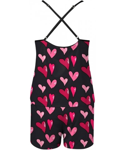 Womens Cami Pajama Set Sleeveless Love Heart Graphic Cami Pajama Top and Shorts Soft Sleepwear Valentine's Day Q26-watermelon...