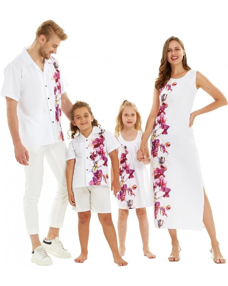 Matchable Family Hawaiian Luau Men Women Girl Boy Clothes in Watercolor Orchid Men Men Short Sleeve Side $22.75 Dresses