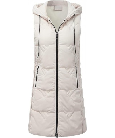 Vest for Women Winter Long Down Coat Quilted Sleeveless Puffer Jacket Zip Up Hooded Outerwear Slim Fit Gilet with Hood A01_wh...