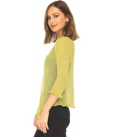 Womens Sheer Shrug Dressy Cardigan, Lightweight Mesh Tie 3/4 Sleeve Summer Sweater Lime $15.89 Sweaters