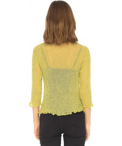 Womens Sheer Shrug Dressy Cardigan, Lightweight Mesh Tie 3/4 Sleeve Summer Sweater Lime $15.89 Sweaters