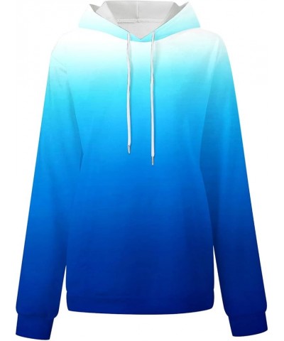 Oversized Hoodies for Women Casual Gradient Pullover Sweatshirts with Pocket Long Sleeve Trendy Y2K Hooded Tops 1 Blue $6.26 ...