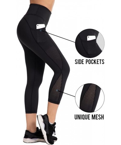 High Waisted Leggings for Women,Yoga Pants with Pockets, Tummy Control, Squat Proof, for Workout, Running Mesh Capri/ Mesh/ B...