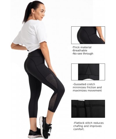 High Waisted Leggings for Women,Yoga Pants with Pockets, Tummy Control, Squat Proof, for Workout, Running Mesh Capri/ Mesh/ B...