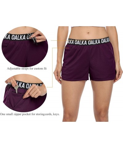 Women's Running Shorts Workout Athletic Fitness Side Pockets Gym Shorts Cassis $7.64 Activewear