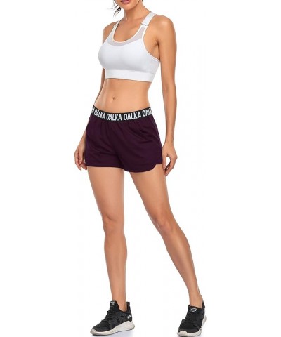 Women's Running Shorts Workout Athletic Fitness Side Pockets Gym Shorts Cassis $7.64 Activewear