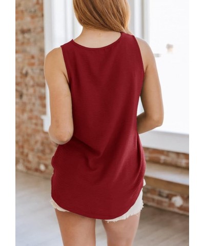 Tank Top for Women V Neck Sleeveless Casual Summer T-Shirts Blouses Tops Solid Wine Red $7.27 Tanks