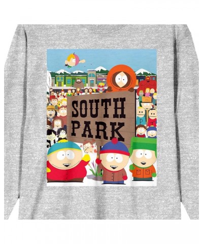 South Park Town Crew Neck Long Sleeve Athletic Heather Adult Tee Gray $12.15 T-Shirts