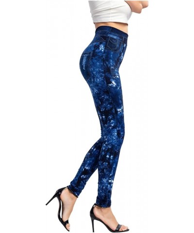 Women's Plus Size Pull-On Skinny Jeans High Waisted Stretch Denim Leggings Comfort Slim Fit Leg Pencil Pants Blue $5.39 Jeans