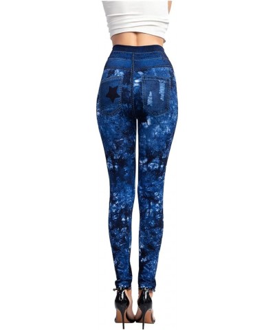 Women's Plus Size Pull-On Skinny Jeans High Waisted Stretch Denim Leggings Comfort Slim Fit Leg Pencil Pants Blue $5.39 Jeans