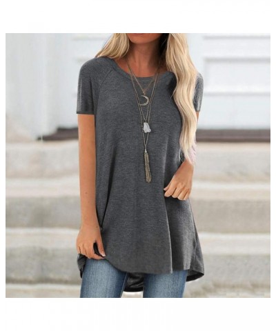 Womens Long Tunics or Tops to Wear with Leggings Short/Long Sleeve Blouses Shirts O Neck Grey $13.20 Tops