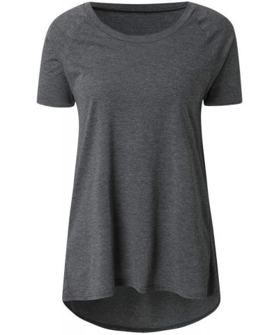 Womens Long Tunics or Tops to Wear with Leggings Short/Long Sleeve Blouses Shirts O Neck Grey $13.20 Tops