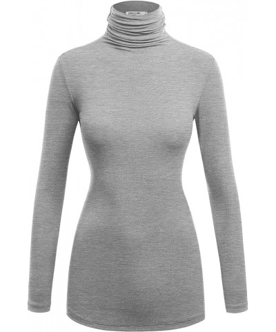 Women's Lightweight Long Sleeve Cozy Stylilsh Turtleneck Top Pullover Sweater Wsk1030_heather_grey $9.33 Sweaters