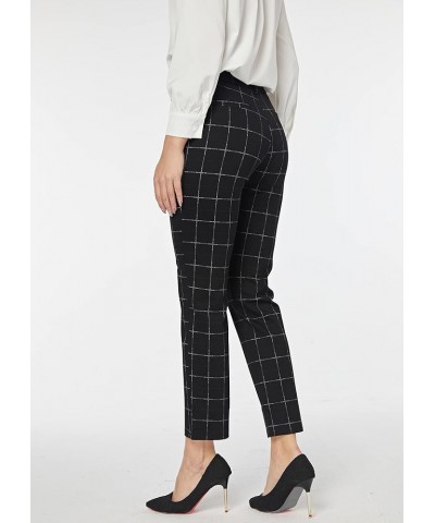 Women's Dress Straight Leg High Waist Business Work Office Pocket Pants Trouser Crop Plaid $13.20 Pants