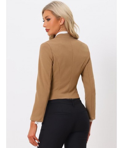 Women's Work Office Suit Collarless Casual Cropped Blazer Jacket Deep Khaki $26.39 Blazers