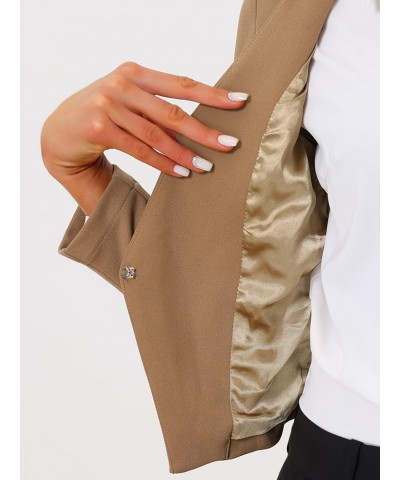 Women's Work Office Suit Collarless Casual Cropped Blazer Jacket Deep Khaki $26.39 Blazers