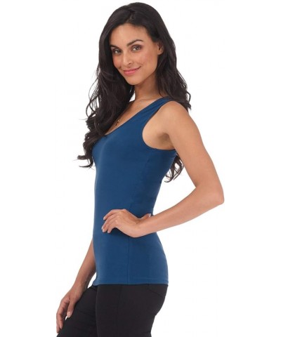 Women's Travel in Style Essential Soft Knit Scoop Neck Sleeveless Top Denim Blue $17.99 Tanks