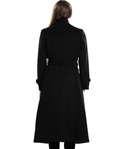 Women's Wool Trench Coat Winter Double-Breasted Jacket with Belts Black $46.50 Coats