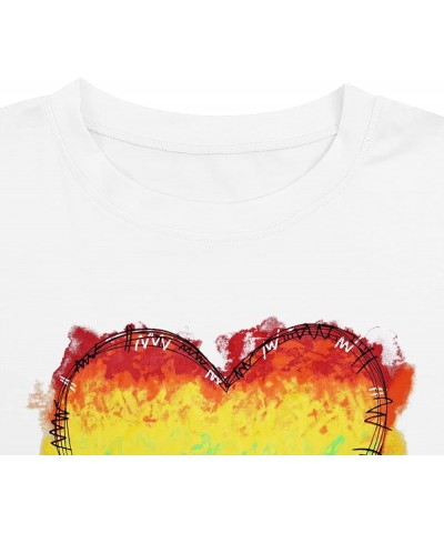 Pride Shirts Womens LGBT Gay Pride Tshirt Rainbow Heart Tee Tops White $10.59 T-Shirts