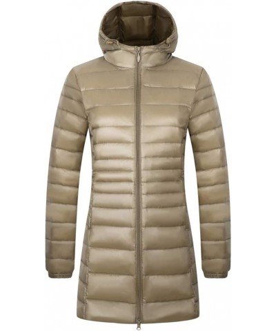 Women's Hooded Ultra Light Weight Coat Packable Outwear Long Puffer Down Jacket Khaki $14.18 Jackets