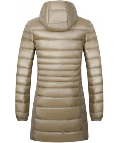 Women's Hooded Ultra Light Weight Coat Packable Outwear Long Puffer Down Jacket Khaki $14.18 Jackets