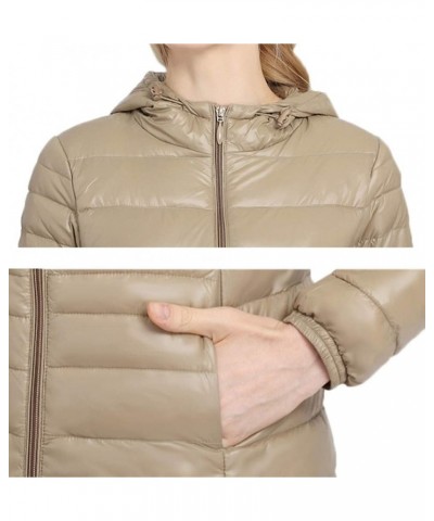 Women's Hooded Ultra Light Weight Coat Packable Outwear Long Puffer Down Jacket Khaki $14.18 Jackets