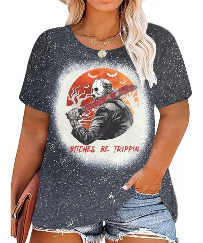 Plus Size Halloween Bleached Shirt Women The Boys of Fall Horror Movies Shirt Novelty Graphic Short Sleeve Tee Tops Gray 5 $8...