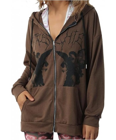 Women Zip Up Hoodie Casual Long Sleeve Y2K Goth Skeleton Printed Graphic Hoodies Sweatshirts Oversized Jacket X1+khaki $6.02 ...