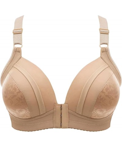 Bras for Women Wirefree Front Button Closeure Bra Easy Close Sports Bra Soft Cup Sleep Bra for Mom Grandma Gift A-khaki $7.27...