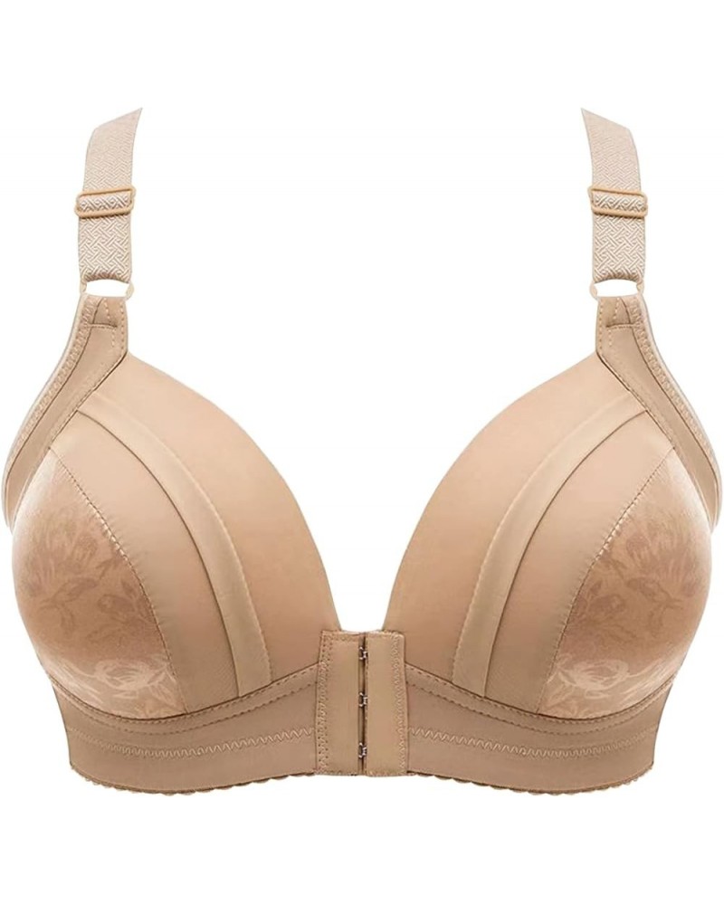 Bras for Women Wirefree Front Button Closeure Bra Easy Close Sports Bra Soft Cup Sleep Bra for Mom Grandma Gift A-khaki $7.27...