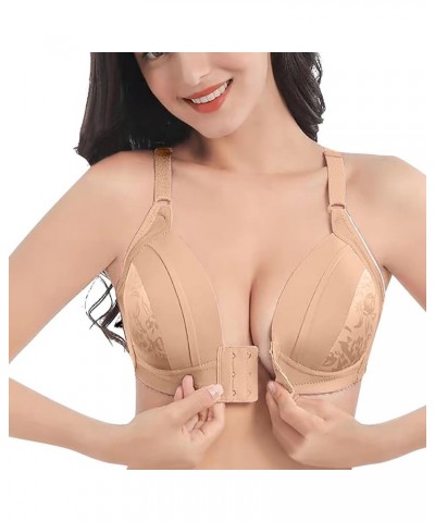 Bras for Women Wirefree Front Button Closeure Bra Easy Close Sports Bra Soft Cup Sleep Bra for Mom Grandma Gift A-khaki $7.27...