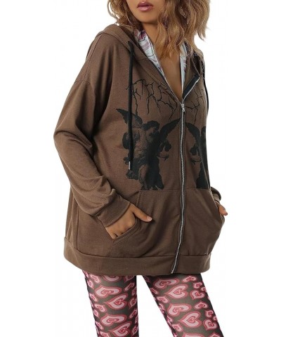 Women Zip Up Hoodie Casual Long Sleeve Y2K Goth Skeleton Printed Graphic Hoodies Sweatshirts Oversized Jacket X1+khaki $6.02 ...