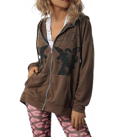 Women Zip Up Hoodie Casual Long Sleeve Y2K Goth Skeleton Printed Graphic Hoodies Sweatshirts Oversized Jacket X1+khaki $6.02 ...