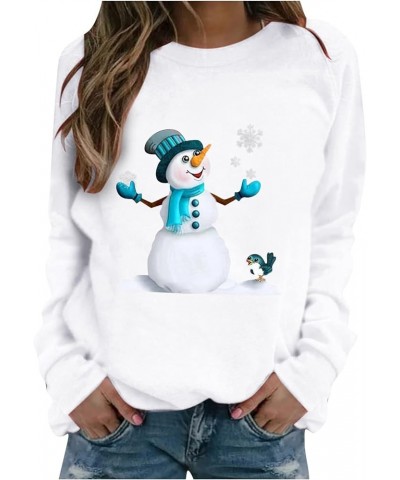 Christmas Shirts for Women Fall Winter Casual Crewneck Sweatshirt Cute Graphic Long Sleeve Oversized Pullover Top J-white $14...