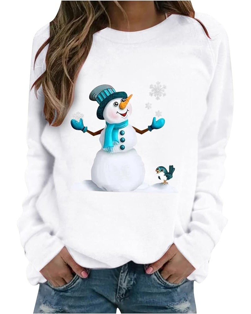 Christmas Shirts for Women Fall Winter Casual Crewneck Sweatshirt Cute Graphic Long Sleeve Oversized Pullover Top J-white $14...