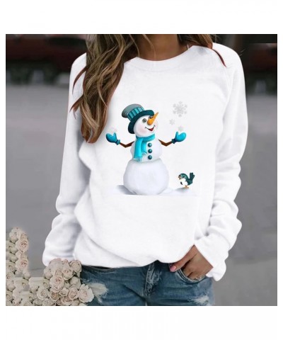 Christmas Shirts for Women Fall Winter Casual Crewneck Sweatshirt Cute Graphic Long Sleeve Oversized Pullover Top J-white $14...