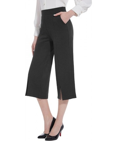 Wide Leg Capri Pants for Women with Pockets High Waist Dress Pants for Casual Summer Crop Slacks Work Capris 02-charcoal $15....