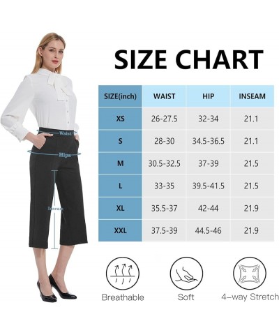 Wide Leg Capri Pants for Women with Pockets High Waist Dress Pants for Casual Summer Crop Slacks Work Capris 02-charcoal $15....