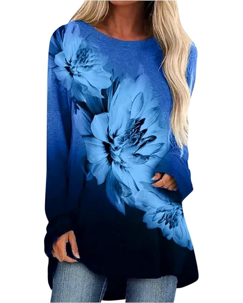 Fashion Tops for Women,Women's Long Sleeve Sweatshirt Casual Crewneck Loose Fit Pullover Fleece Fall Tops 2-blue $7.00 Active...